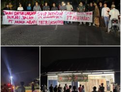 Ratusan Warga Pangkalan Kuras Blokade Jalan Datuk Laksamana, Tuntut Izin PT Arara Abadi Dicabut Permanen