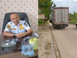 Batasi Kendaraan Tonase Besar Dishub Pelalawan Kembali Pasang Portal Jalan KM 5 Hingga KM 55